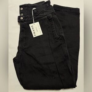 Frame Denim Black Women Pleated Carrot Jeans Size 27